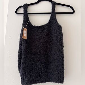 SKIMS Cozy Black Fuzzy Tank Top